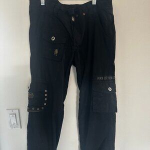 Born in the Street Black Gothic Cargo Pants with Embroidery  Size M